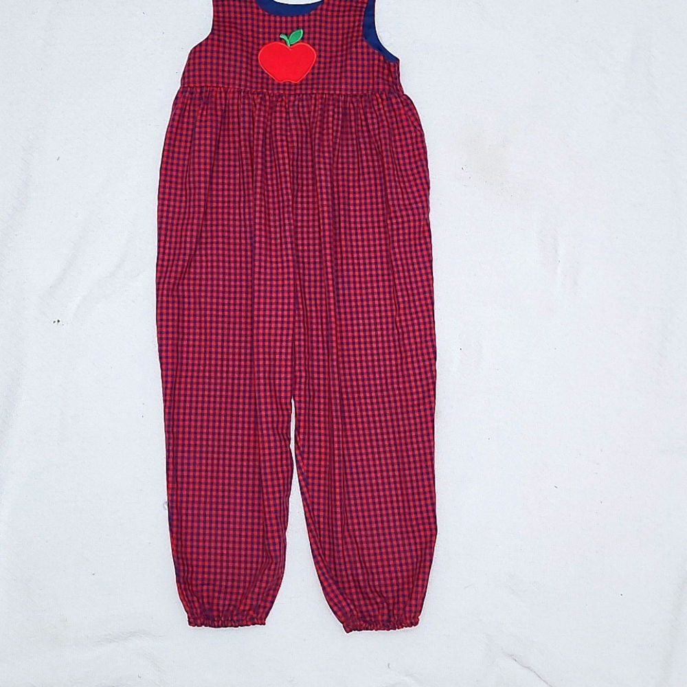 Kelly's Kids one piece, red/navy check, size 6 girls.